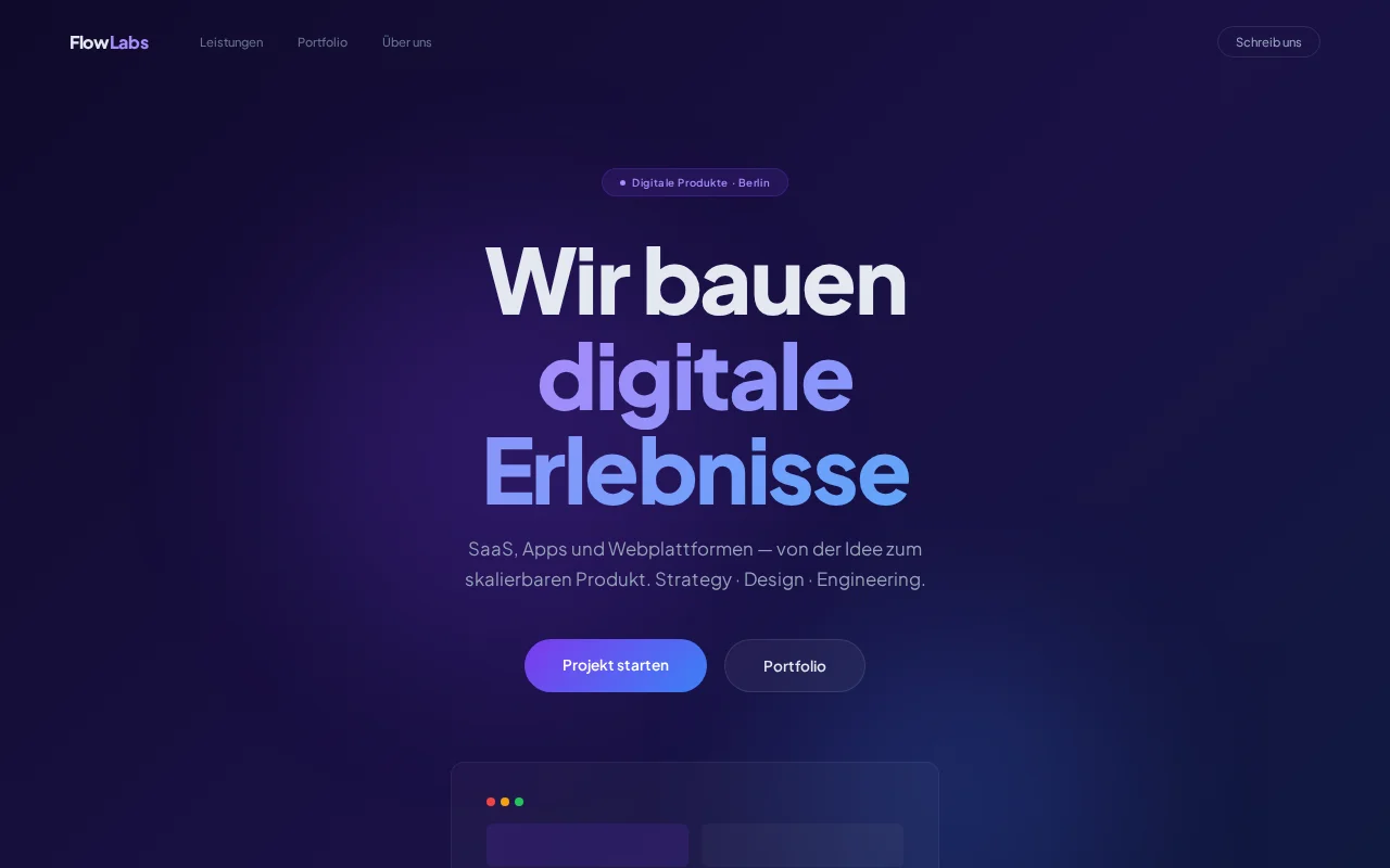 Digitalagentur Webdesign – Tech Startup Website