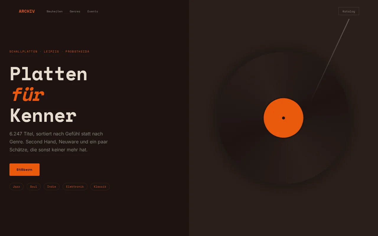 Schallplattenladen Webdesign – Vinyl Record Store Website