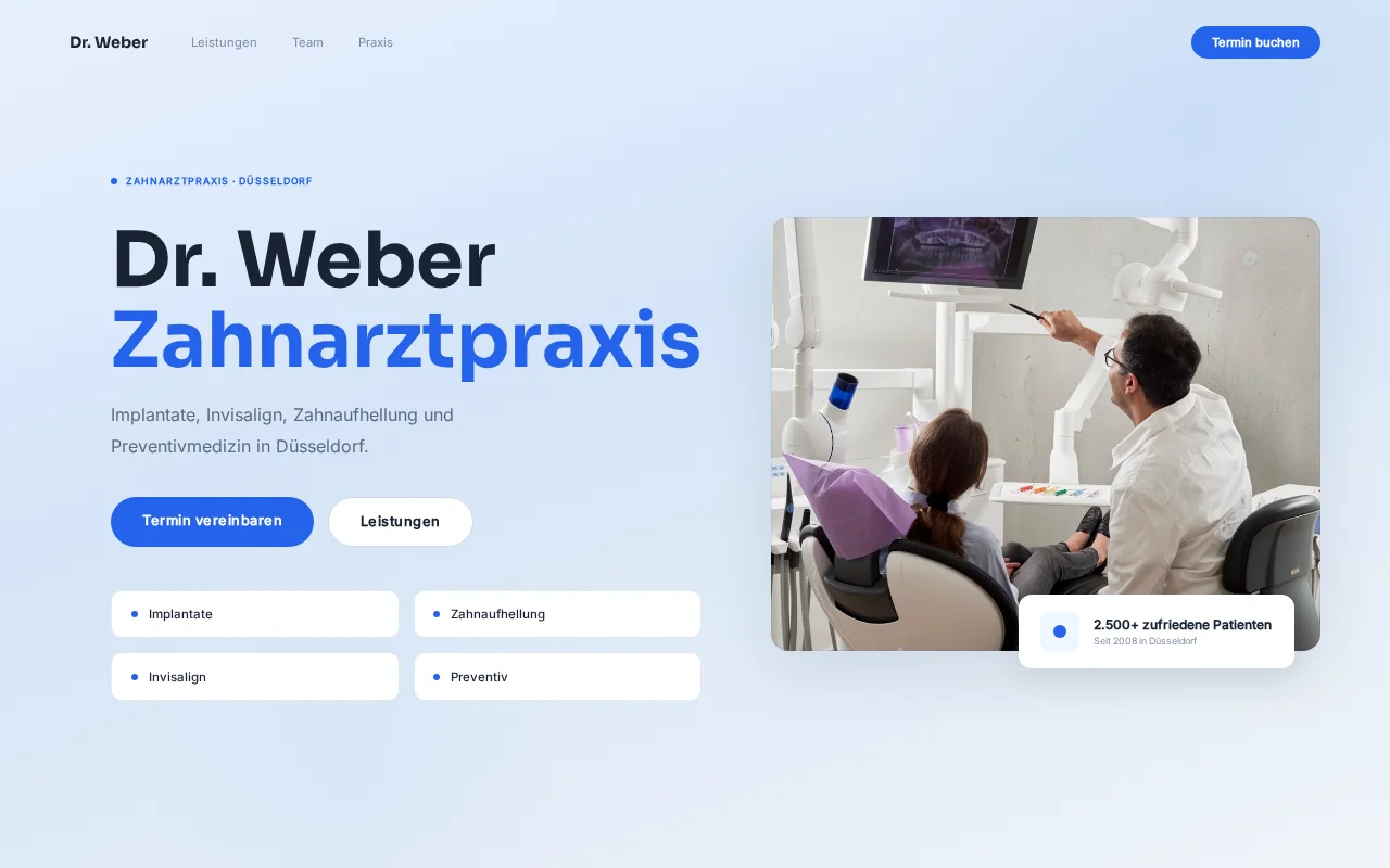 Zahnarztpraxis Webdesign – Zahnmedizin Website