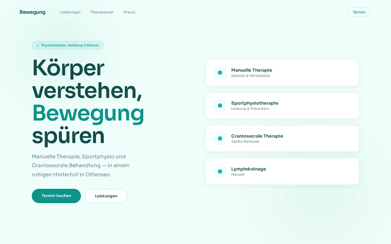 Physiotherapie Webdesign – Praxis Website
