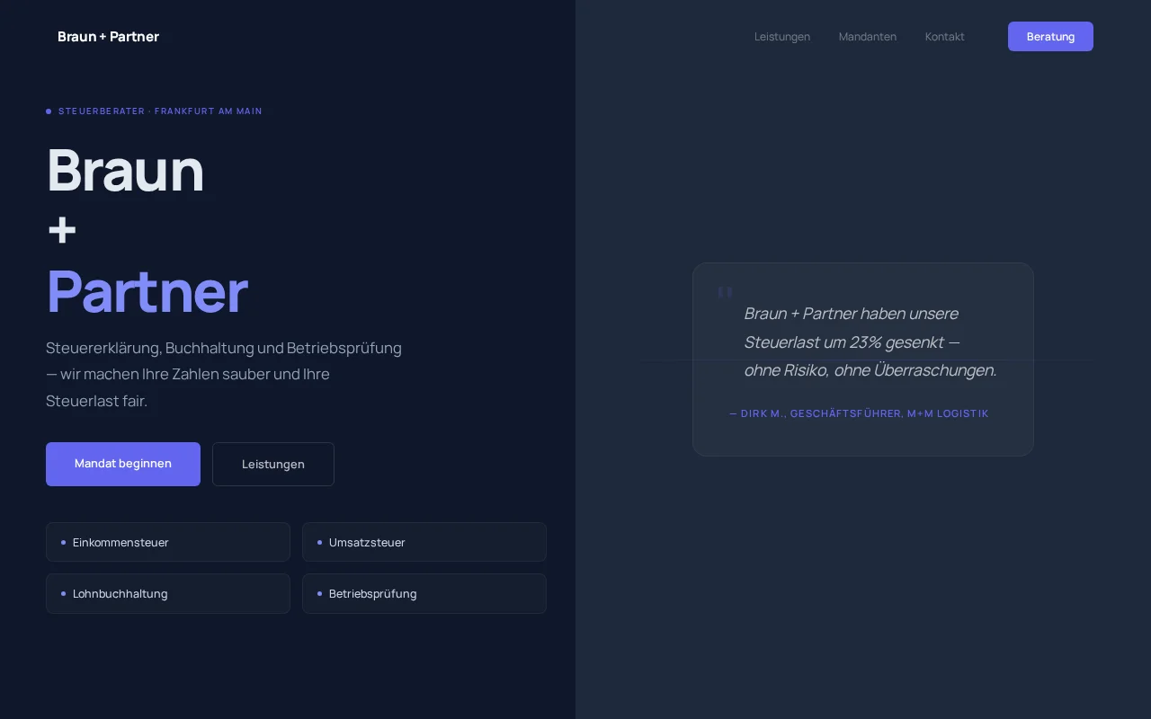 Steuerberatung Webdesign – Steuerkanzlei Website