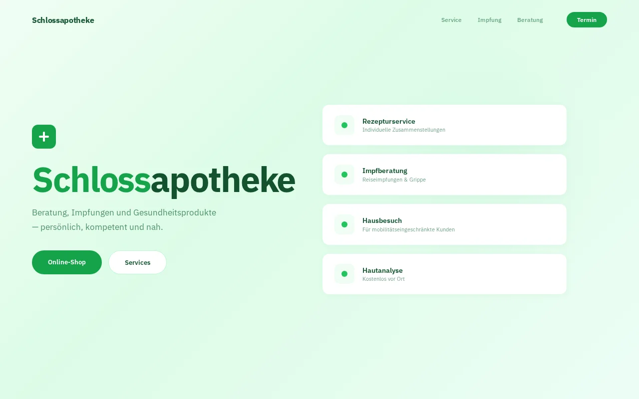 Apotheke Webdesign – Schlossapotheke Website