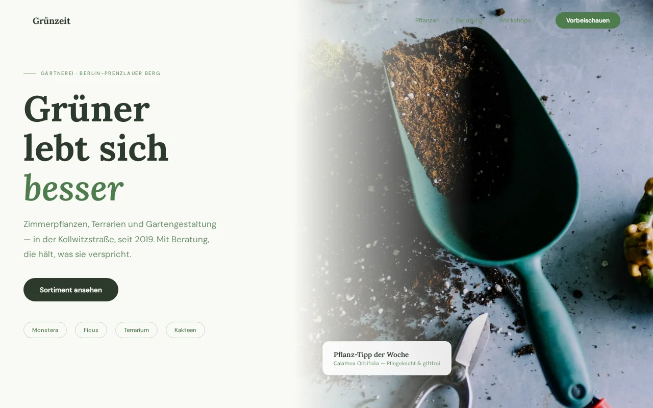 Gärtnerei Webdesign – Pflanzen und Garten Website