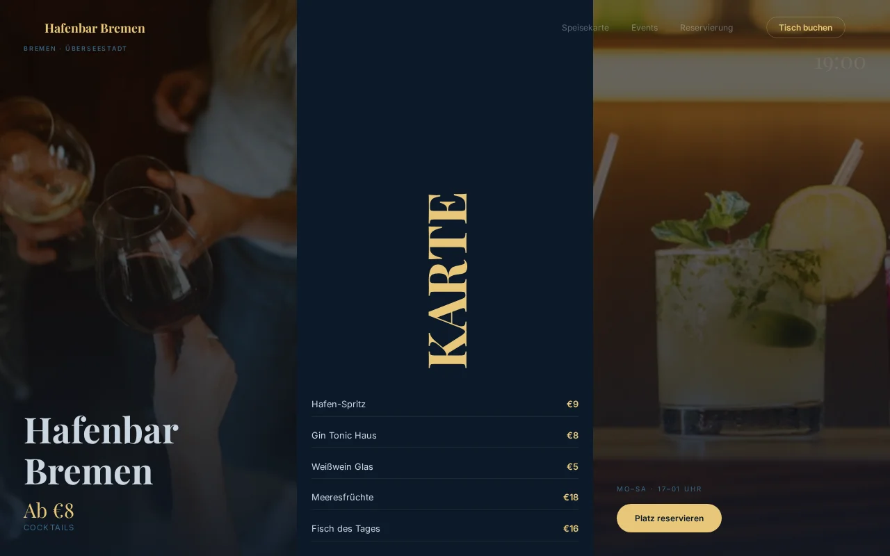 Hafenbar Webdesign – Bar und Cocktails Website