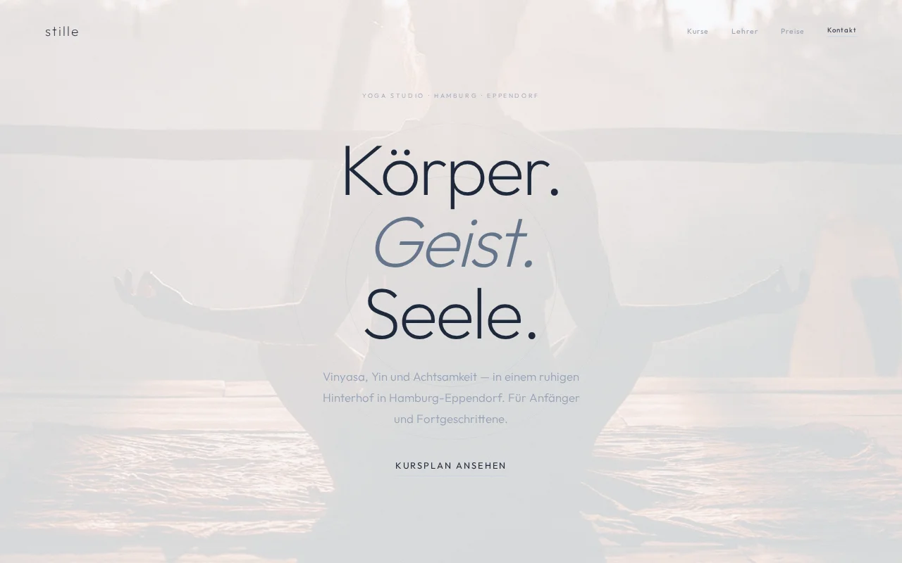 Stille Yoga – Yoga- und Meditations-Website für ein Yoga-Studio