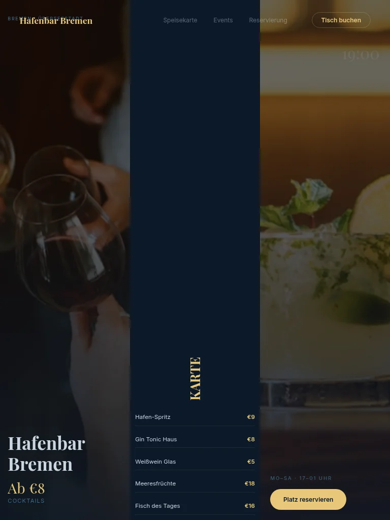 Anker Hafenbar – Website für eine Bar